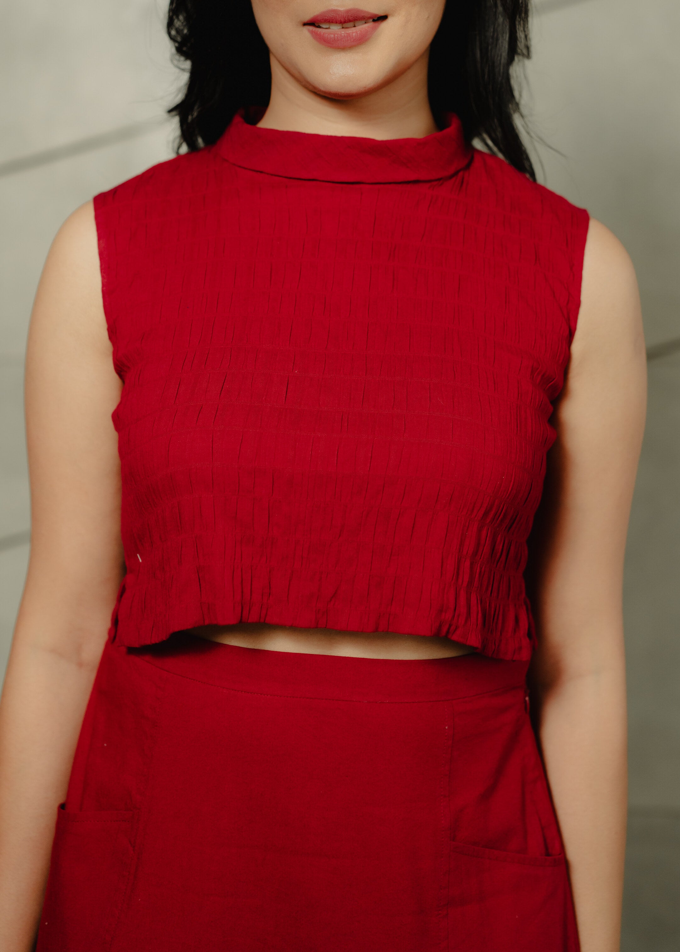 Red Smocked Top